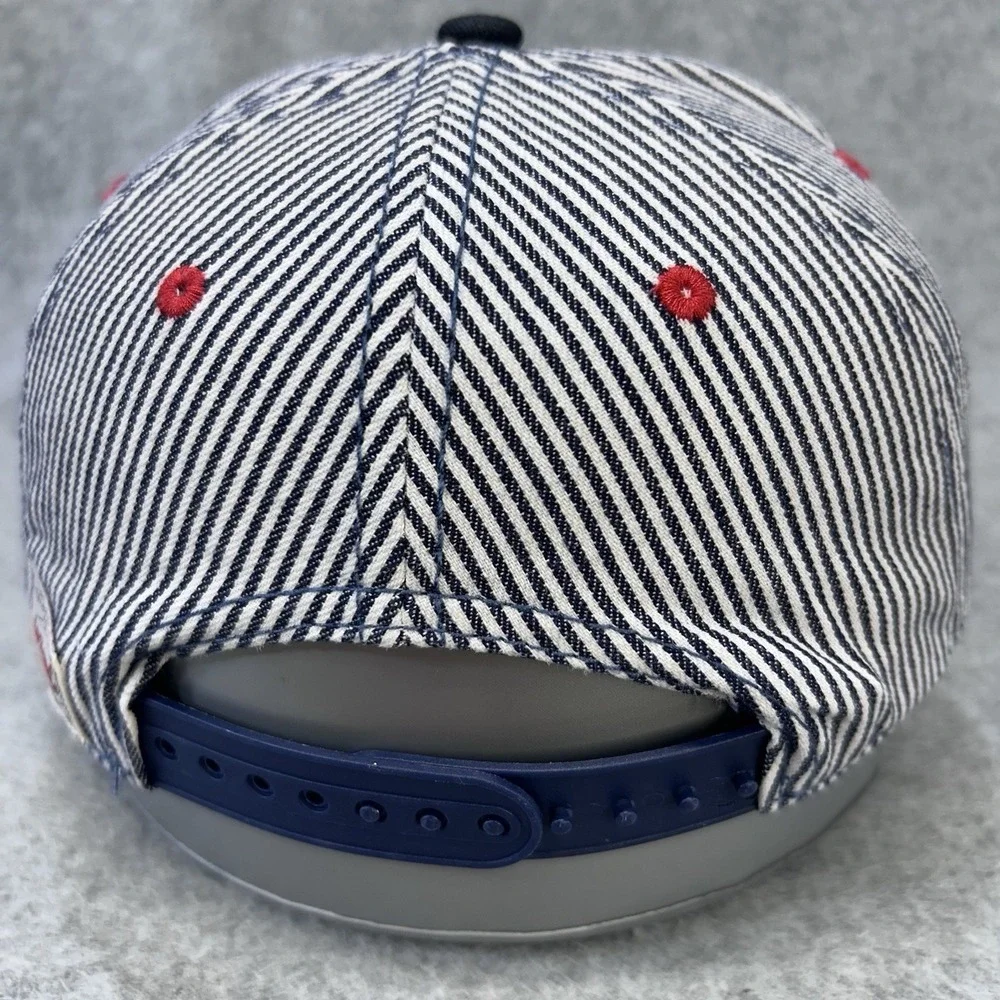 H&M NY Striped Snapback Cap Youth 4-8Y Blue White Railroad Stripe Hat
